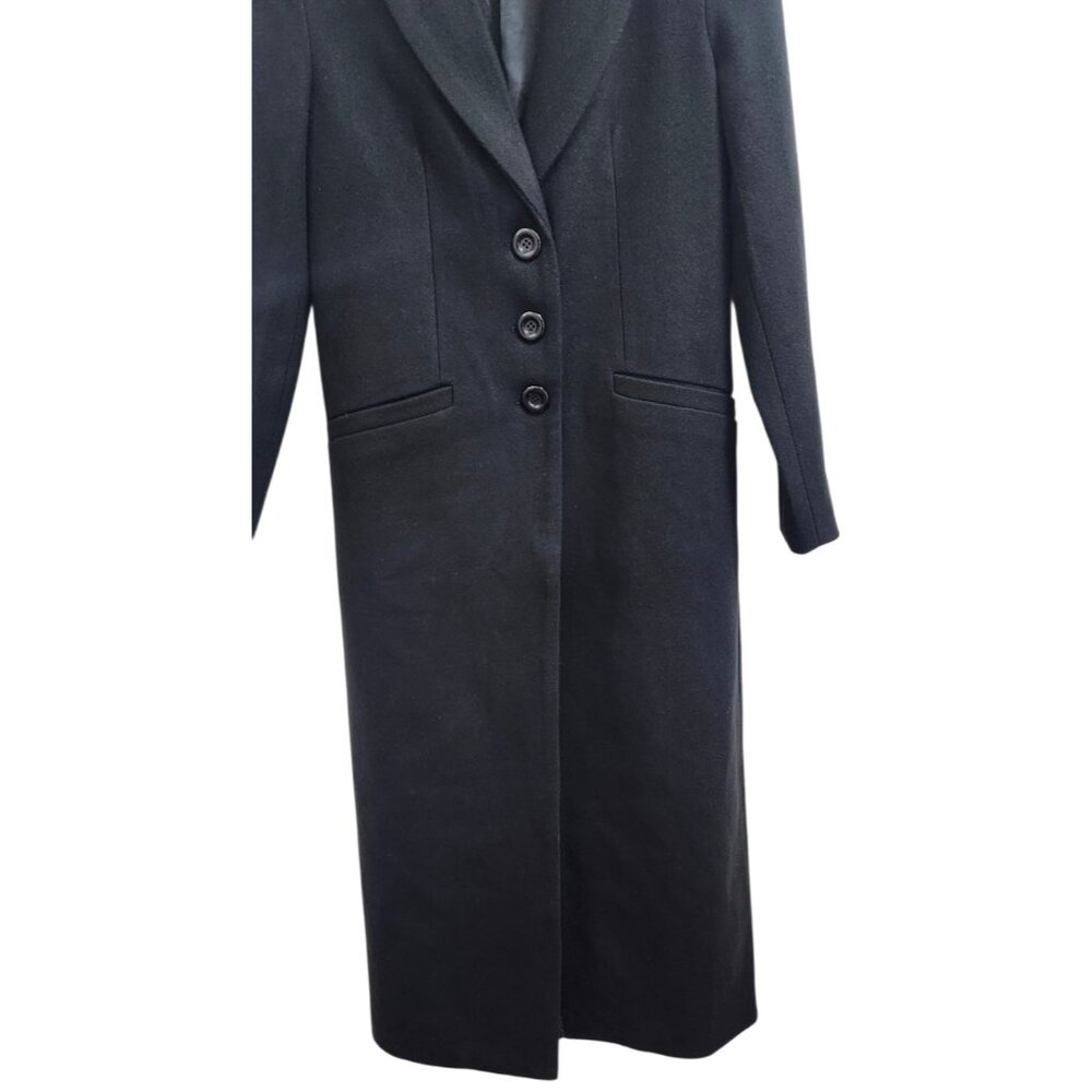 Armani Exchange Black Long Wool Blend Coat Tailored Button Front Women’s Size M - Picture 4 of 15